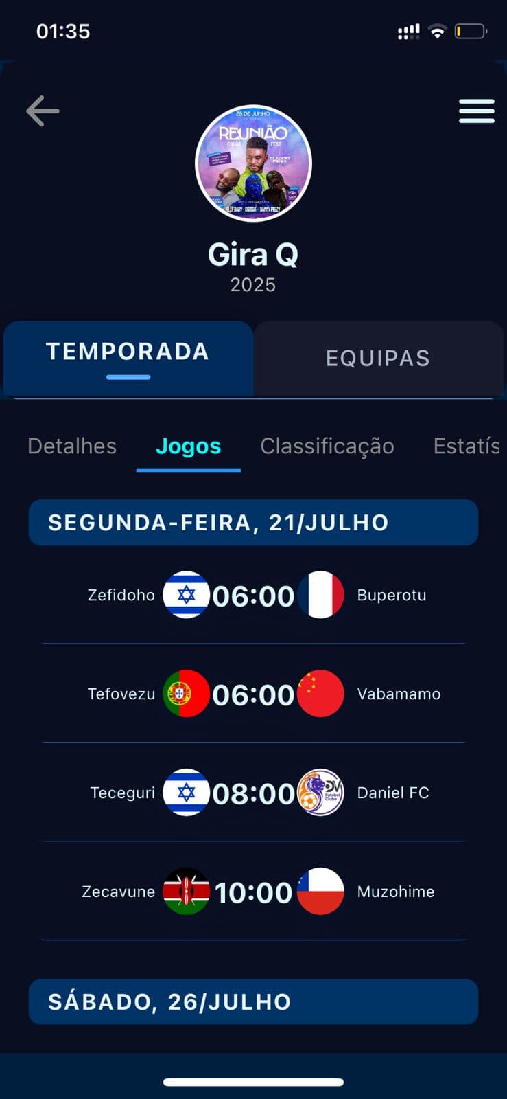 Sorteios e classificações automáticas